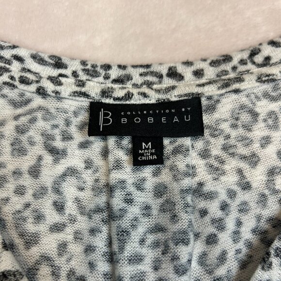 Bobeau Black White Animal Print Women Blouse Medium - Picture 4 of 8
